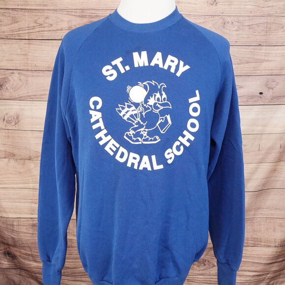 VINTAGE ST MARY CATHEDRAL SCHOOL ST LOUIS USA MADE SWEATSHIRT SZ 2XL (24X28) 90s - Picture 2 of 7